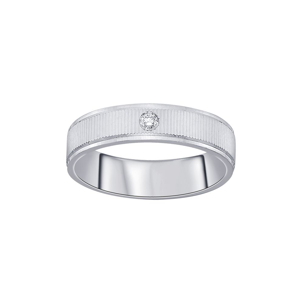 Simple Platinum and Diamond Band For Men - Image 2 - GEMHUB