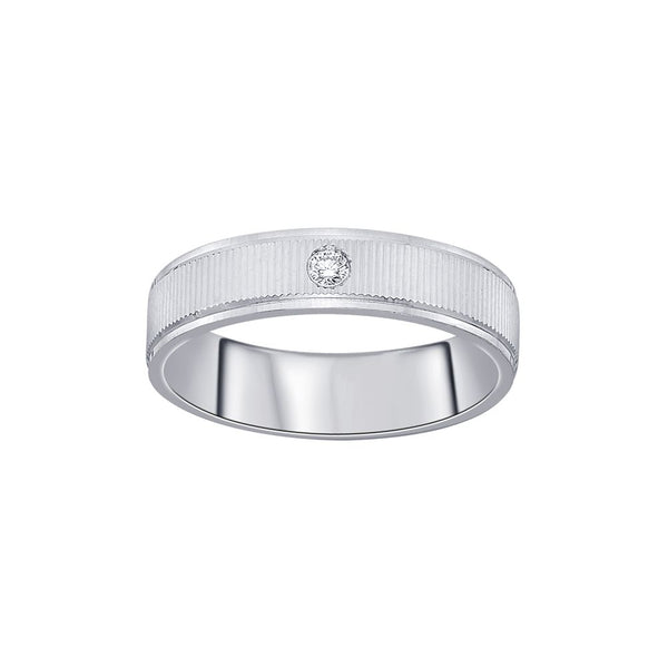 Simple Platinum and Diamond Band For Men - Image 2 - GEMHUB