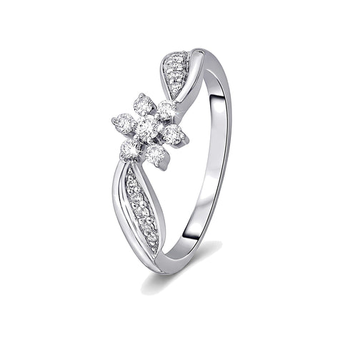 Floral Diamond Platinum Finger Ring - 950Pt Platinum - GEMHUB