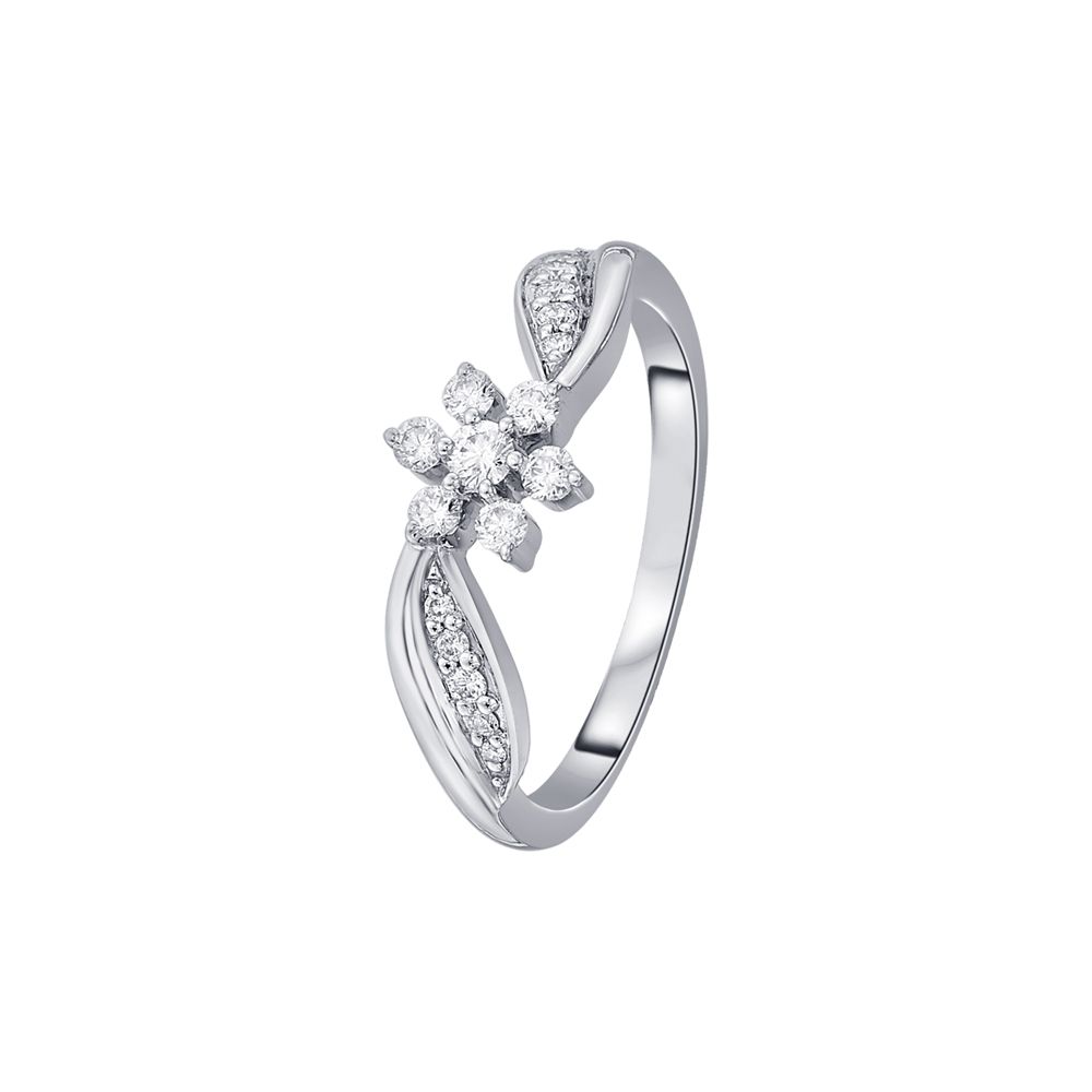 Floral Diamond Platinum Finger Ring - 950Pt Platinum - GEMHUB