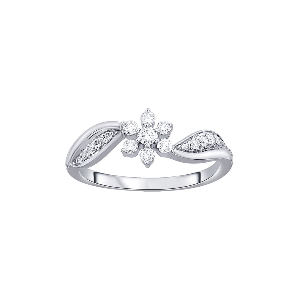 Floral Diamond Platinum Finger Ring - Image 2 - GEMHUB