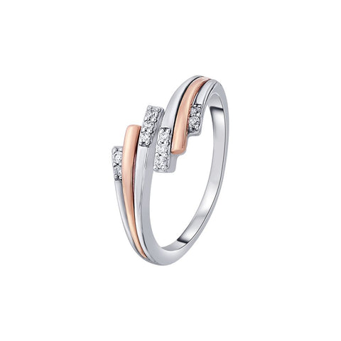 Gleaming Two Toned Diamond Finger Ring - 950Pt Platinum - GEMHUB