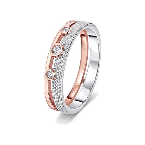 Elegant Platinum and Rose Gold Women's Band - 950Pt Platinum - GEMHUB