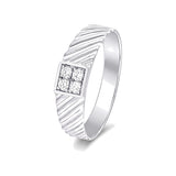 Classic Men's Diamond Platinum Finger Ring - 950Pt Platinum - GEMHUB