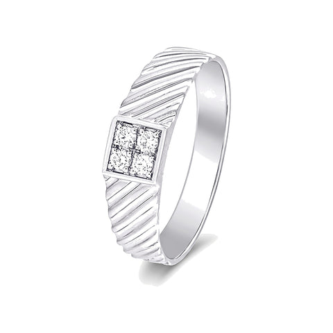Classic Men's Diamond Platinum Finger Ring - 950Pt Platinum - GEMHUB