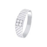 Classic Men's Diamond Platinum Finger Ring - 950Pt Platinum - GEMHUB
