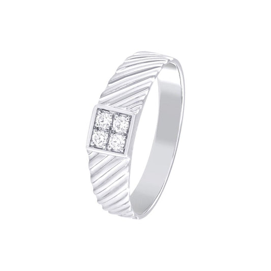 Classic Men's Diamond Platinum Finger Ring - 950Pt Platinum - GEMHUB