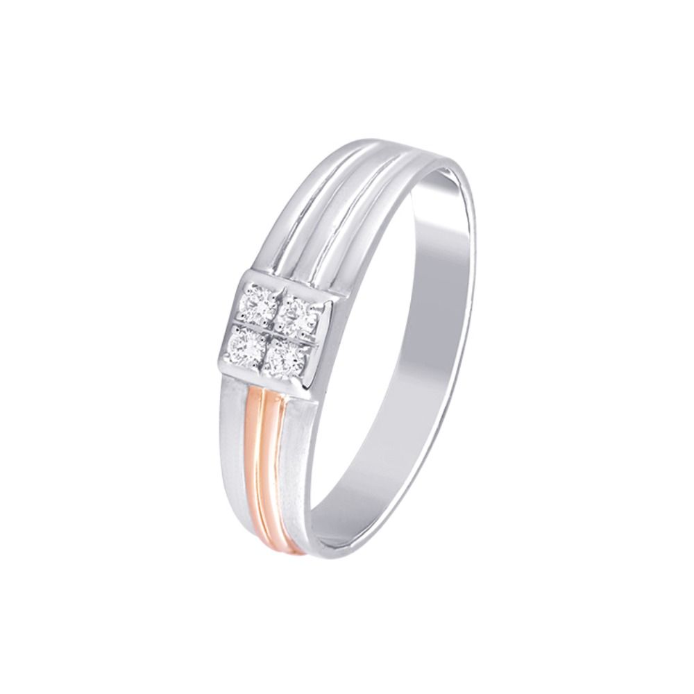 Glittering Diamond Rose Gold and Platinum Men's Finger Ring - 950Pt Platinum - GEMHUB