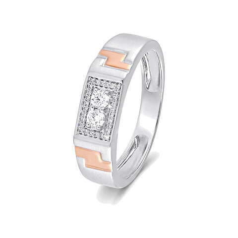 Luxurious Diamond Rose Gold and Platinum Men's Finger Band - 950Pt Platinum - GEMHUB