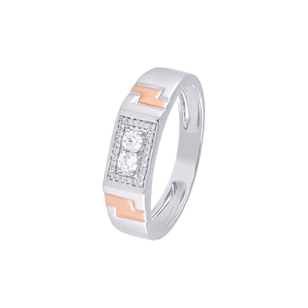 Luxurious Diamond Rose Gold and Platinum Men's Finger Band - 950Pt Platinum - GEMHUB