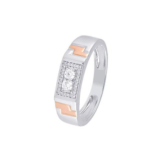 Luxurious Diamond Rose Gold and Platinum Men's Finger Band - 950Pt Platinum - GEMHUB