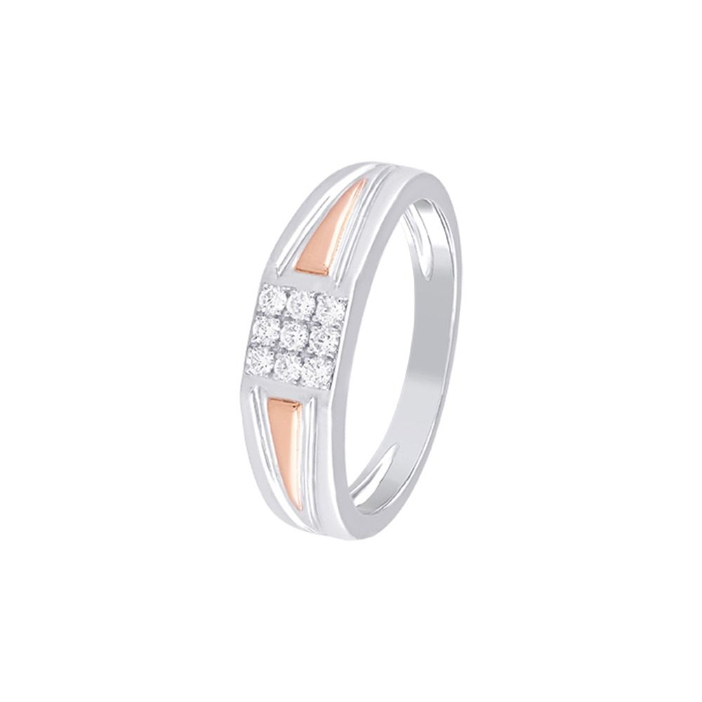 Elegant 2-toned Diamond Finger Ring For Men - 950Pt Platinum - GEMHUB