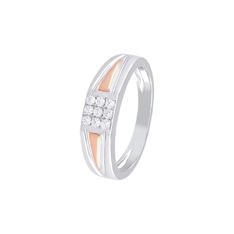 Elegant 2-toned Diamond Finger Ring For Men - 950Pt Platinum - GEMHUB