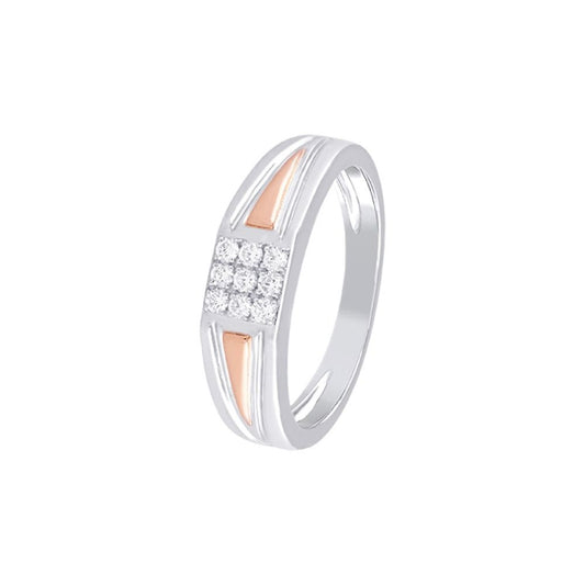 Elegant 2-toned Diamond Finger Ring For Men - 950Pt Platinum - GEMHUB