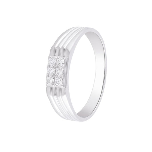 Regal Diamond and Platinum Men's Finger Band - 950Pt Platinum - GEMHUB