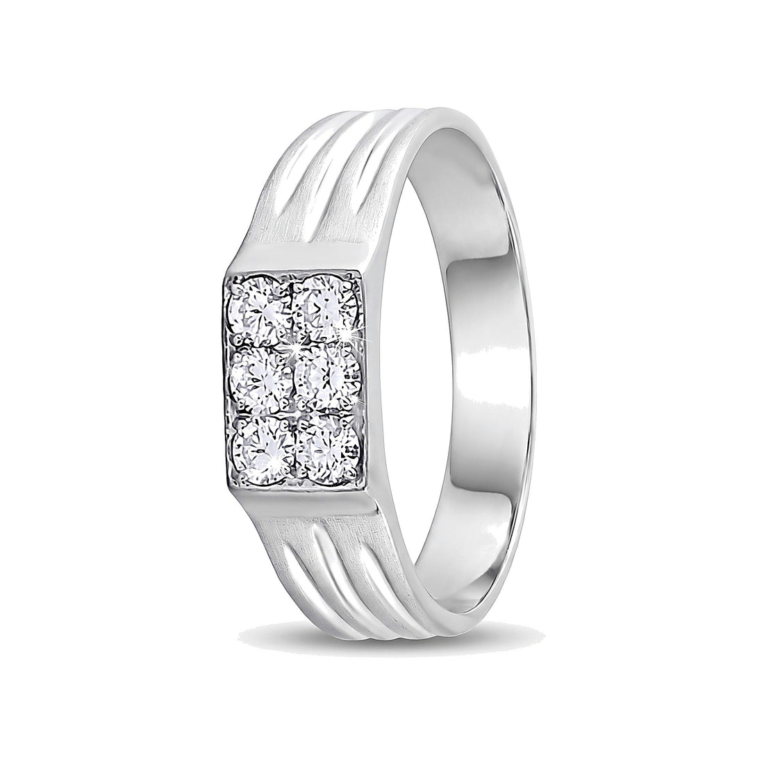 Square Design Diamond and Platinum Men's Finger Band - 950Pt Platinum - GEMHUB