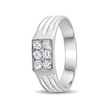 Square Design Diamond and Platinum Men's Finger Band - 950Pt Platinum - GEMHUB