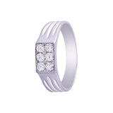 Square Design Diamond and Platinum Men's Finger Band - 950Pt Platinum - GEMHUB