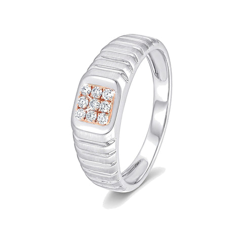 Square Cut Diamond and Platinum Men's Finger Ring - 950Pt Platinum - GEMHUB