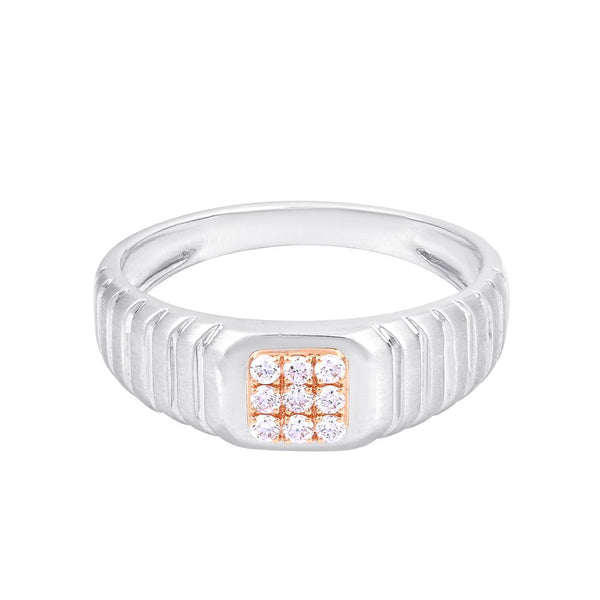 Square Cut Diamond and Platinum Men's Finger Ring - Image 3 - GEMHUB
