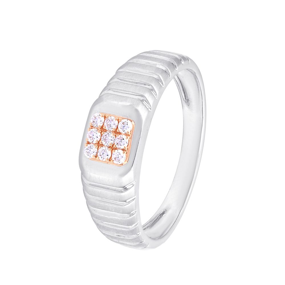Square Cut Diamond and Platinum Men's Finger Ring - 950Pt Platinum - GEMHUB