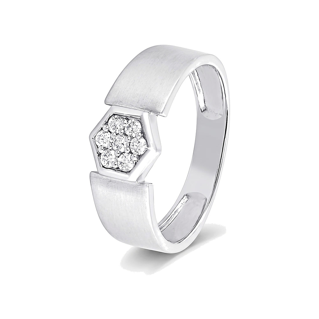 Charming Geometric Diamond and Platinum Men's Finger Band - 950Pt Platinum - GEMHUB