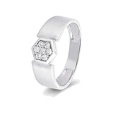 Charming Geometric Diamond and Platinum Men's Finger Band - 950Pt Platinum - GEMHUB