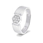 Charming Geometric Diamond and Platinum Men's Finger Band