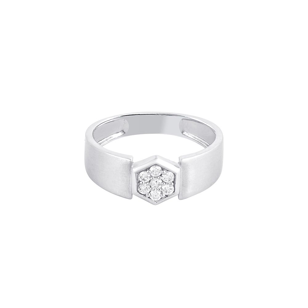 Charming Geometric Diamond and Platinum Men's Finger Band - Image 2 - GEMHUB