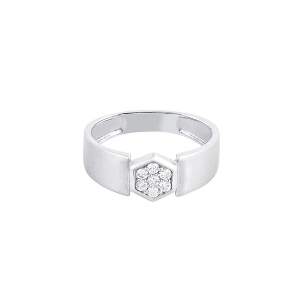 Charming Geometric Diamond and Platinum Men's Finger Band - Image 2 - GEMHUB
