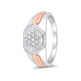 Geometric Design Platinum and Diamond Men's Finger Ring - 950Pt Platinum - GEMHUB