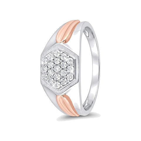 Geometric Design Platinum and Diamond Men's Finger Ring - 950Pt Platinum - GEMHUB