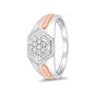 Geometric Design Platinum and Diamond Men's Finger Ring