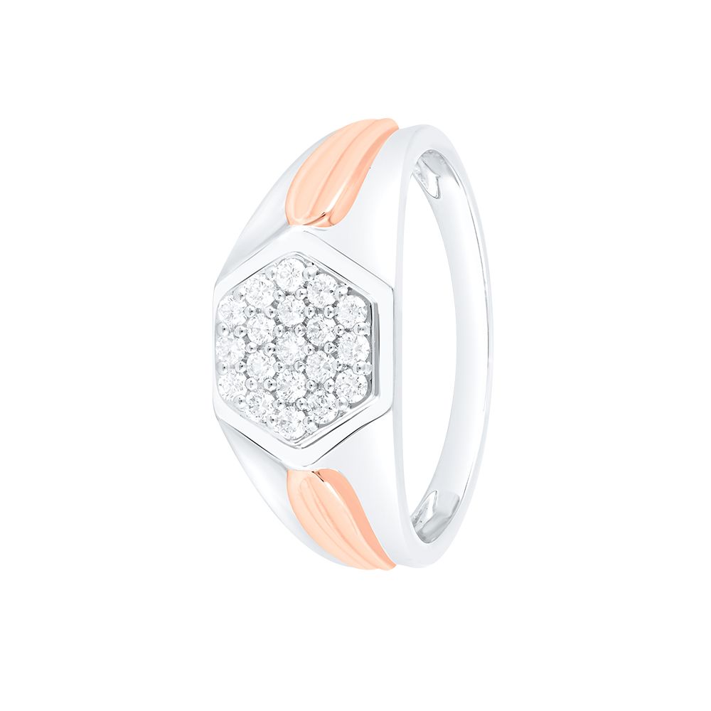 Geometric Design Platinum and Diamond Men's Finger Ring - 950Pt Platinum - GEMHUB
