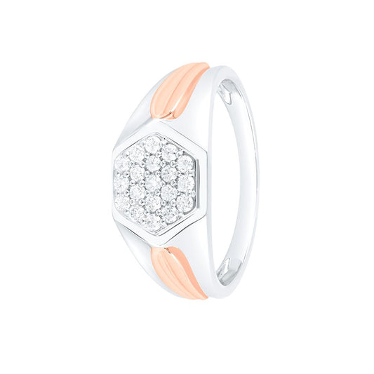 Geometric Design Platinum and Diamond Men's Finger Ring - 950Pt Platinum - GEMHUB