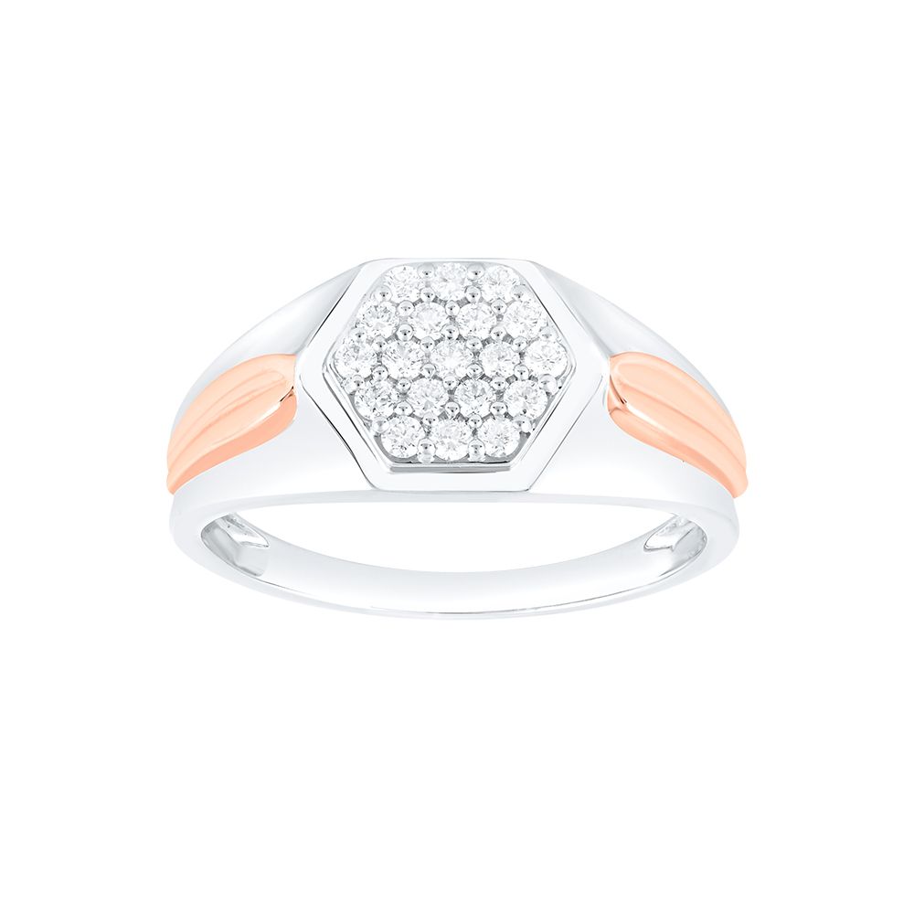 Geometric Design Platinum and Diamond Men's Finger Ring - Image 2 - GEMHUB