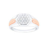 Geometric Design Platinum and Diamond Men's Finger Ring - Image 2 - GEMHUB