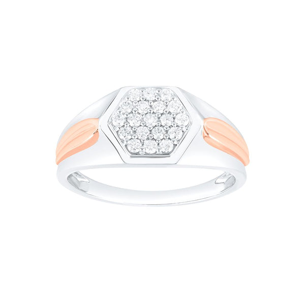 Geometric Design Platinum and Diamond Men's Finger Ring - Image 2 - GEMHUB