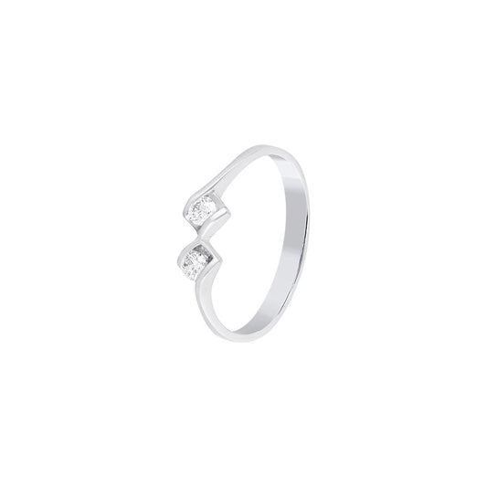 Dazzling 2-diamond and Platinum Finger Ring - 950Pt Platinum - GEMHUB