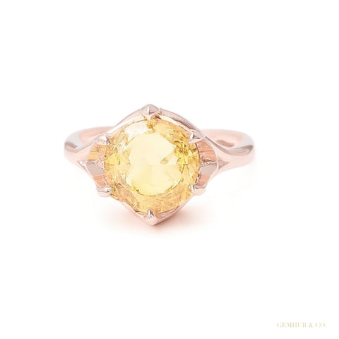 RARE 11 ct DEW Champagne Treated Moissanite Ring in Certified 18K Gold Plated – white background main image