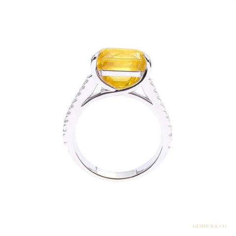 RARE 13.80 ct DEW Champagne Treated Moissanite Solitaire Ring in Gift 18K Gold Plated V 18K Gold Plated – white background main image
