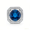 Rare 15.60 ct DEW Blue Moissanite Solitaire Pendant in Gold Vermeil Certified – white background main image