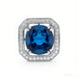 Rare 15.60 ct DEW Blue Moissanite Solitaire Pendant in Gold Vermeil Certified