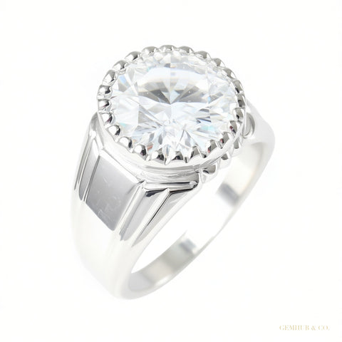 RARE 18.20 ct DEW Off White Treated Moissanite Solitaire Ring in – Gift 18K Gold Plated – white background main image