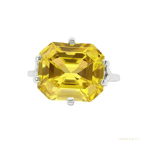 RARE 20 ct DEW Champagne Treated Moissanite Ring in Certified 18K Gold Plated – white background main image