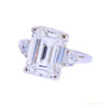 RARE 5.50 ct DEW Emerald Cut Off White Treated Moissanite Ring in Cert 18K Gold Plated 18K Gold Plated – white background main image