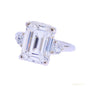 RARE 5.50 ct DEW Emerald Cut Off White Treated Moissanite Ring in Cert 18K Gold Plated 18K Gold Plated