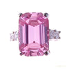 RARE 5.60 ct DEW Emerald Cut Pink Treated Moissanite Solitaire Ring in 18K Gold Plated 18K Gold Plated – white background main image