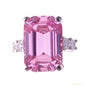 RARE 5.60 ct DEW Emerald Cut Pink Treated Moissanite Solitaire Ring in 18K Gold Plated 18K Gold Plated