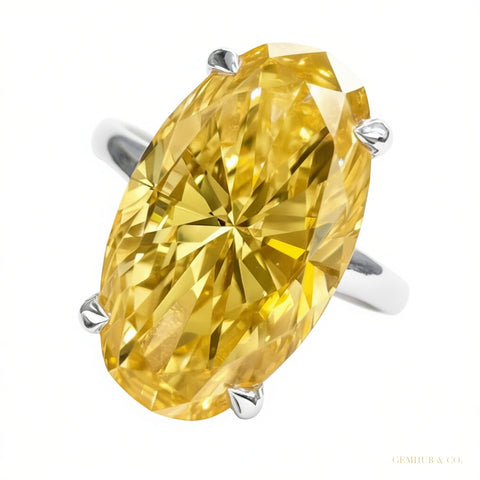 RARE 9.25 ct DEW Champagne Treated Moissanite Solitaire Ring in Cert 18K Gold Plated Ve 18K Gold Plated – white background main image